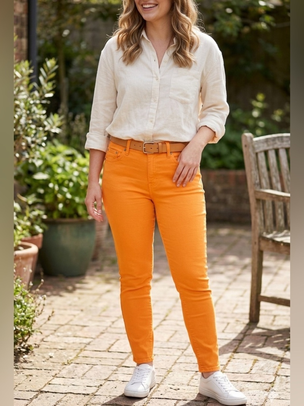 Old Navy | Bright Orange Rockstar Mid-Rise Jeans with Stretch | Sz 12
